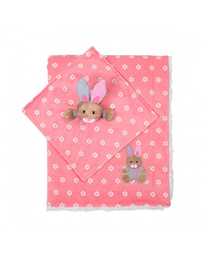 Одеяльце двухстороннее «minky» с первой обнимашкой babyono 1412-01 розовое 100х75см